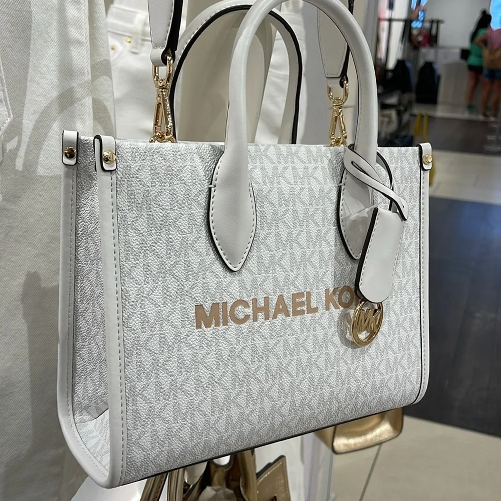 Michael Kors Mirella Small Signature Logo Shopper Top Zip Crossbody XBODY Bag MK